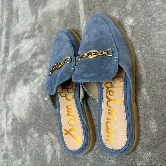 Sam Edelman Women’s Kira Blue & Gold Stone Suede Mule Size 9 M Slide On Shoes - Picture 16 of 16